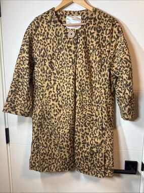 CAbi Vintage Leopard Print Coat in Tan and Black